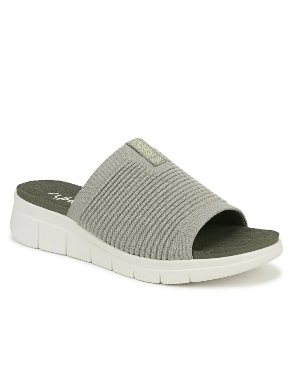 Ryka Size 7.5M Sandals Abbey Green Slip-On Stretch Knit Lightweight Comfort